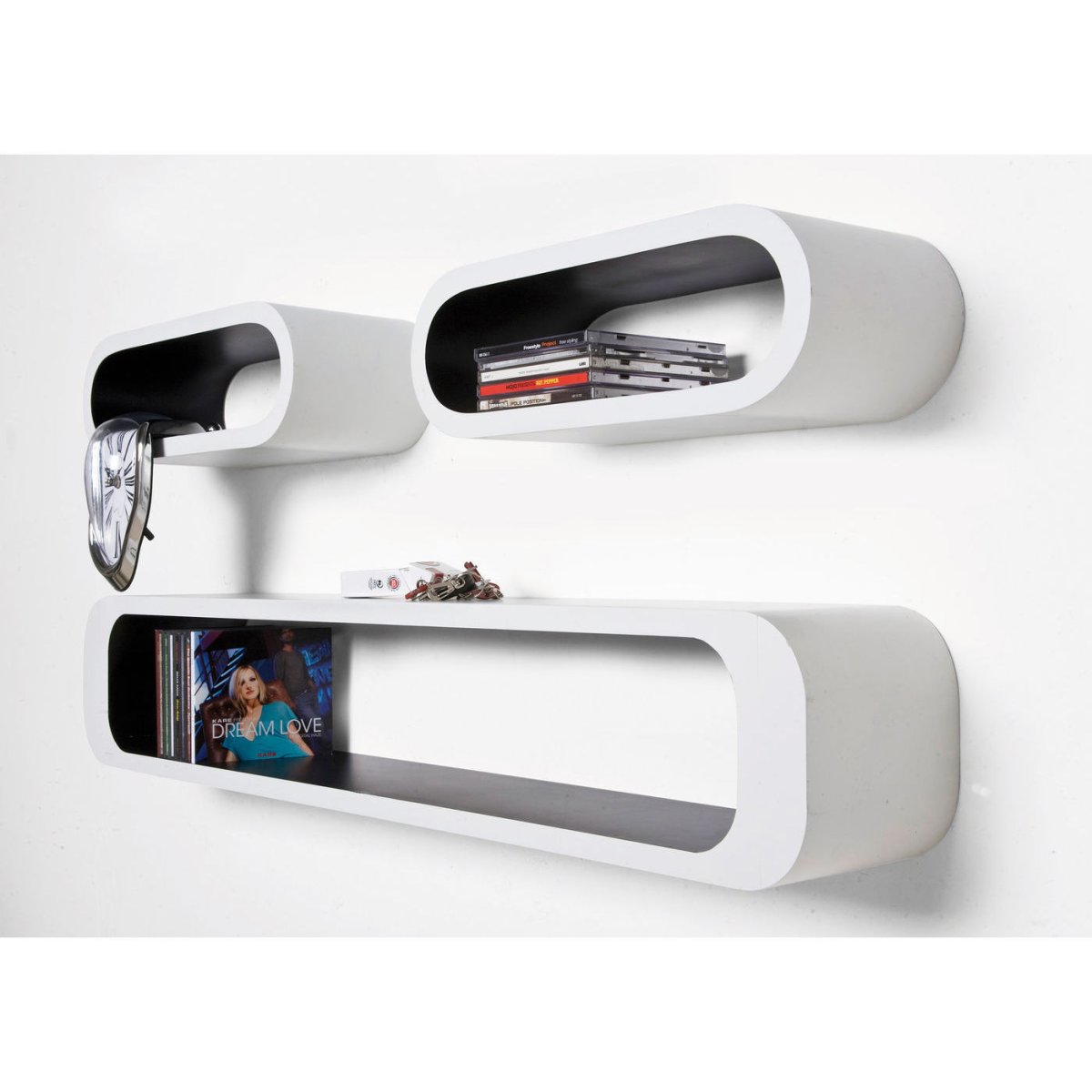 Овальная подвесная полка белая