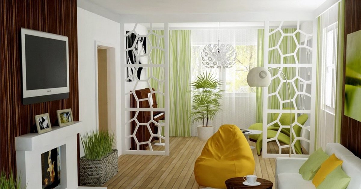 Деревянная перегородка в спальне