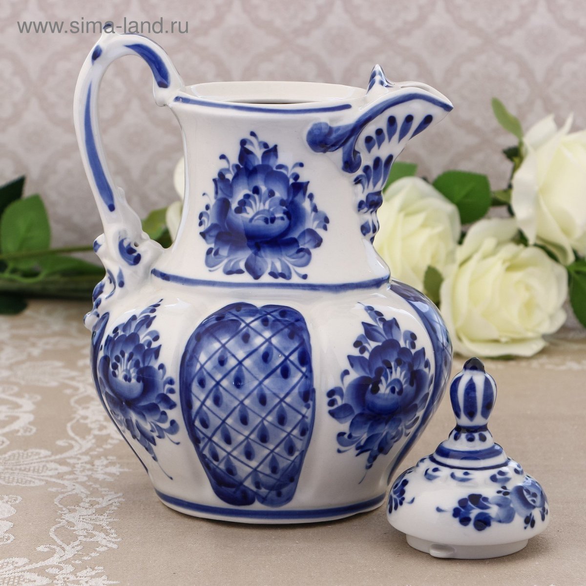 Гжель в интерьере кухни в стиле Прованс