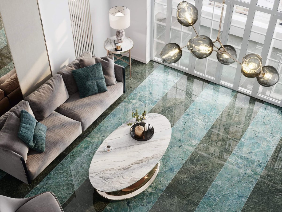 Пол плитка под бетон светлый в интерьере