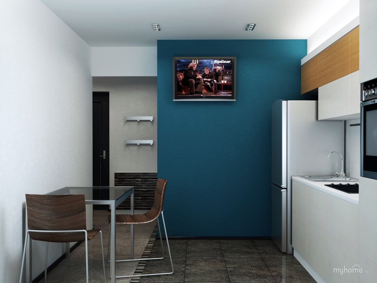 Кухня в желто бирюзовом цвете