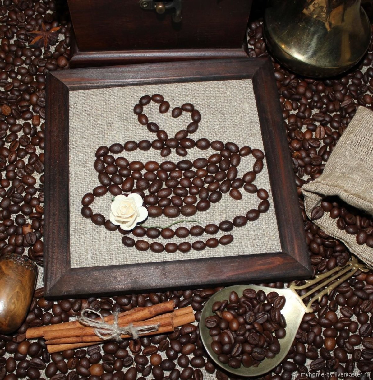 Картина с кофейными сердечками