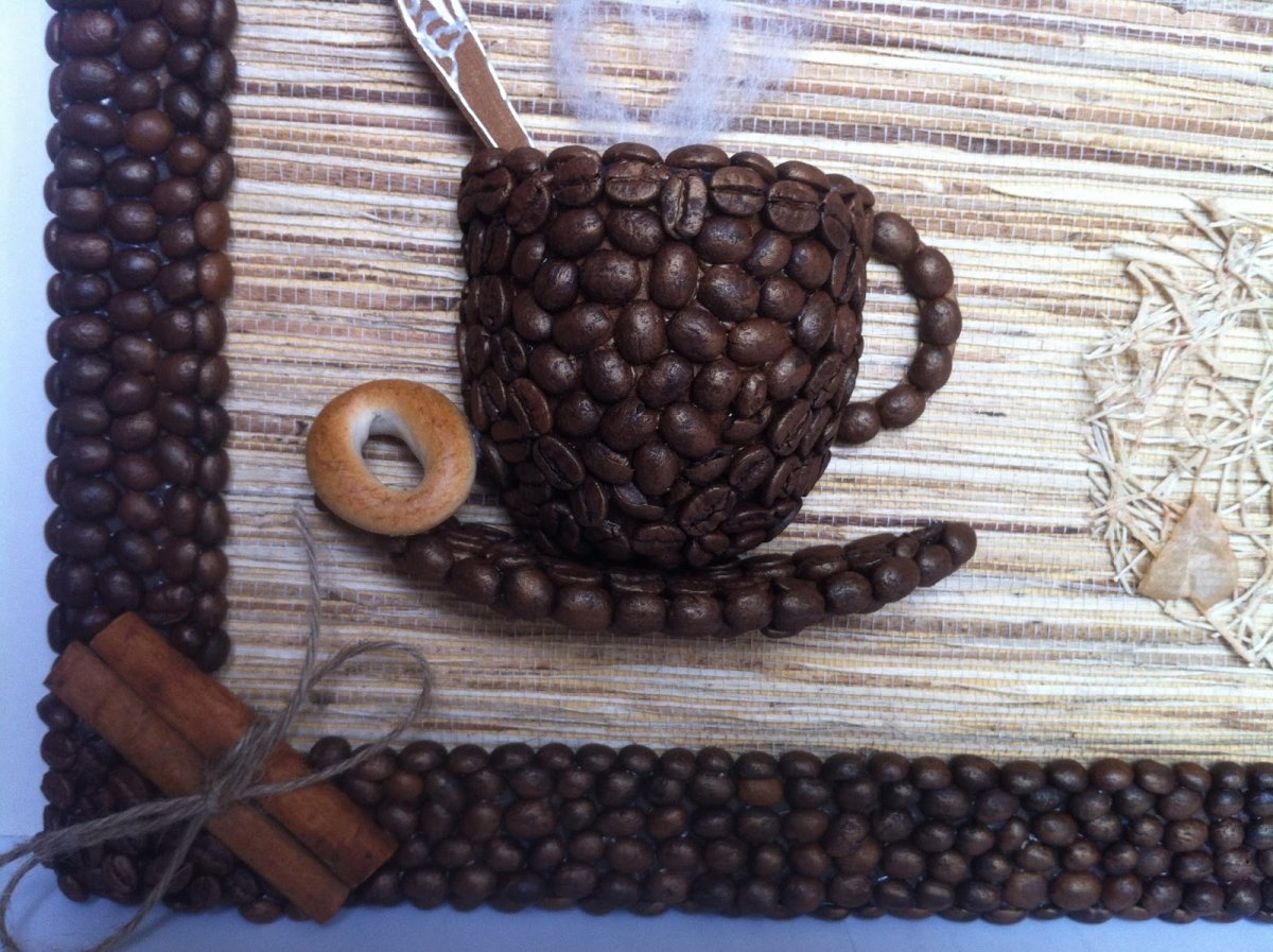 Декоративное панно из кофе