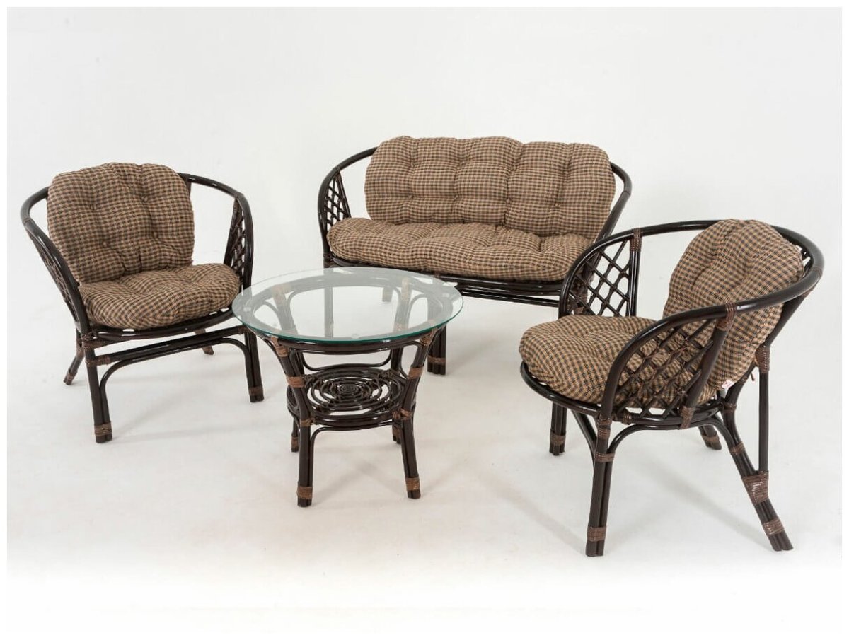 Комплект для отдыха Багамы Vinotti 01/16 цвет темный коньяк подушки клетка