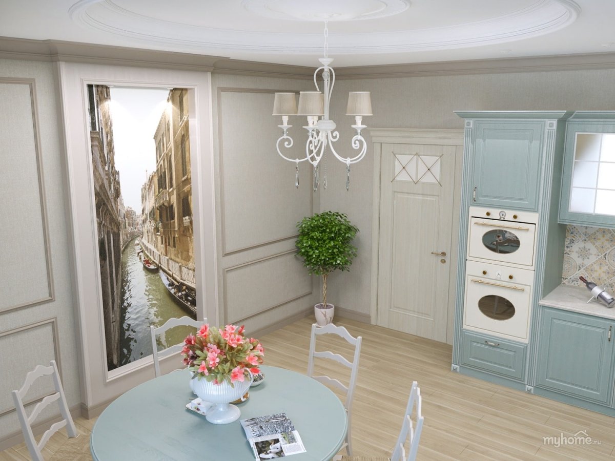 Молдинги на кухне Неоклассика