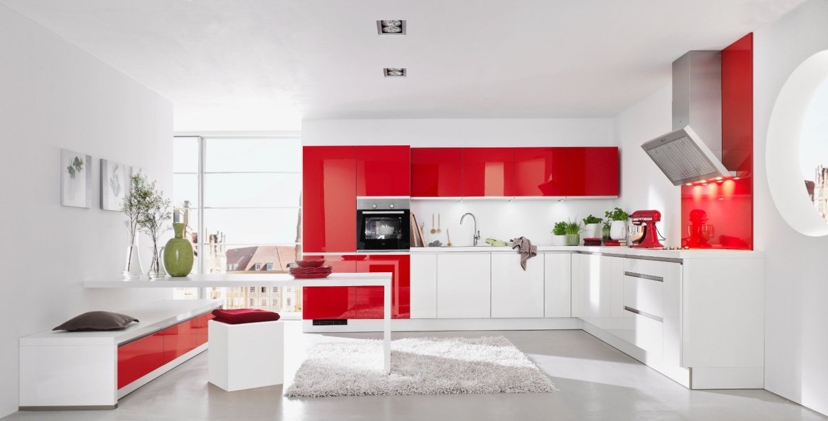 Кухни Нольте серый с красным