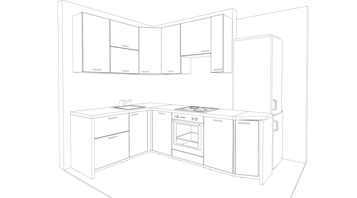 План кухни карандашом