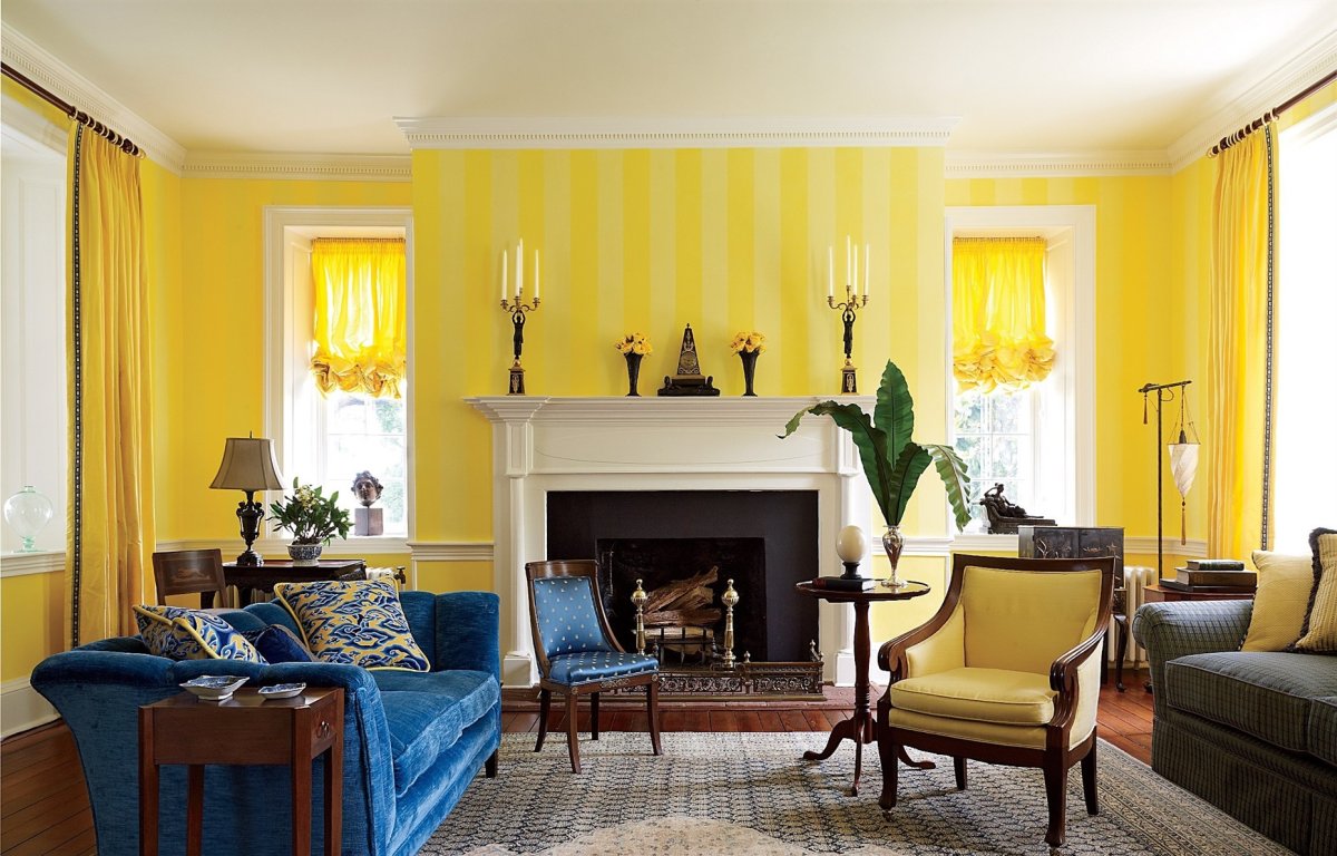 Гостиная в желто коричневых тонах