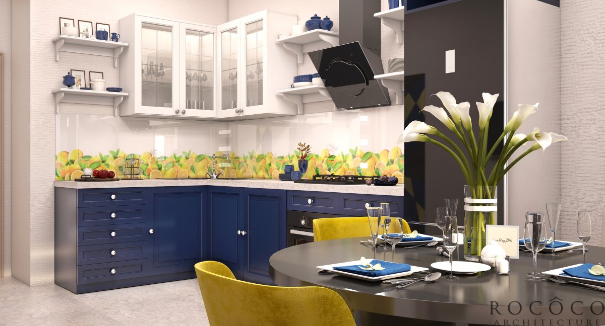 Кухонный гарнитур цвет индиго