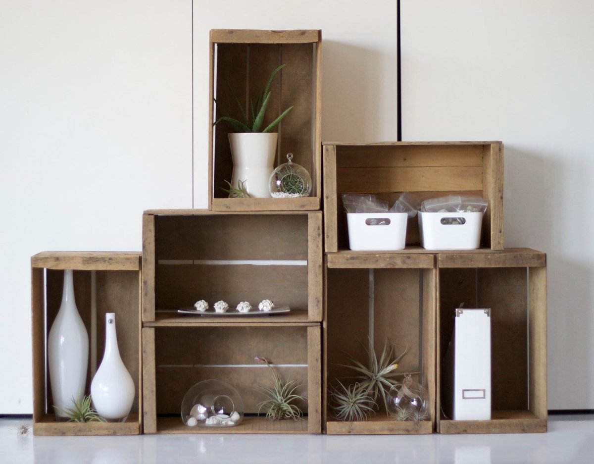 Деревянные ящики в интерьере