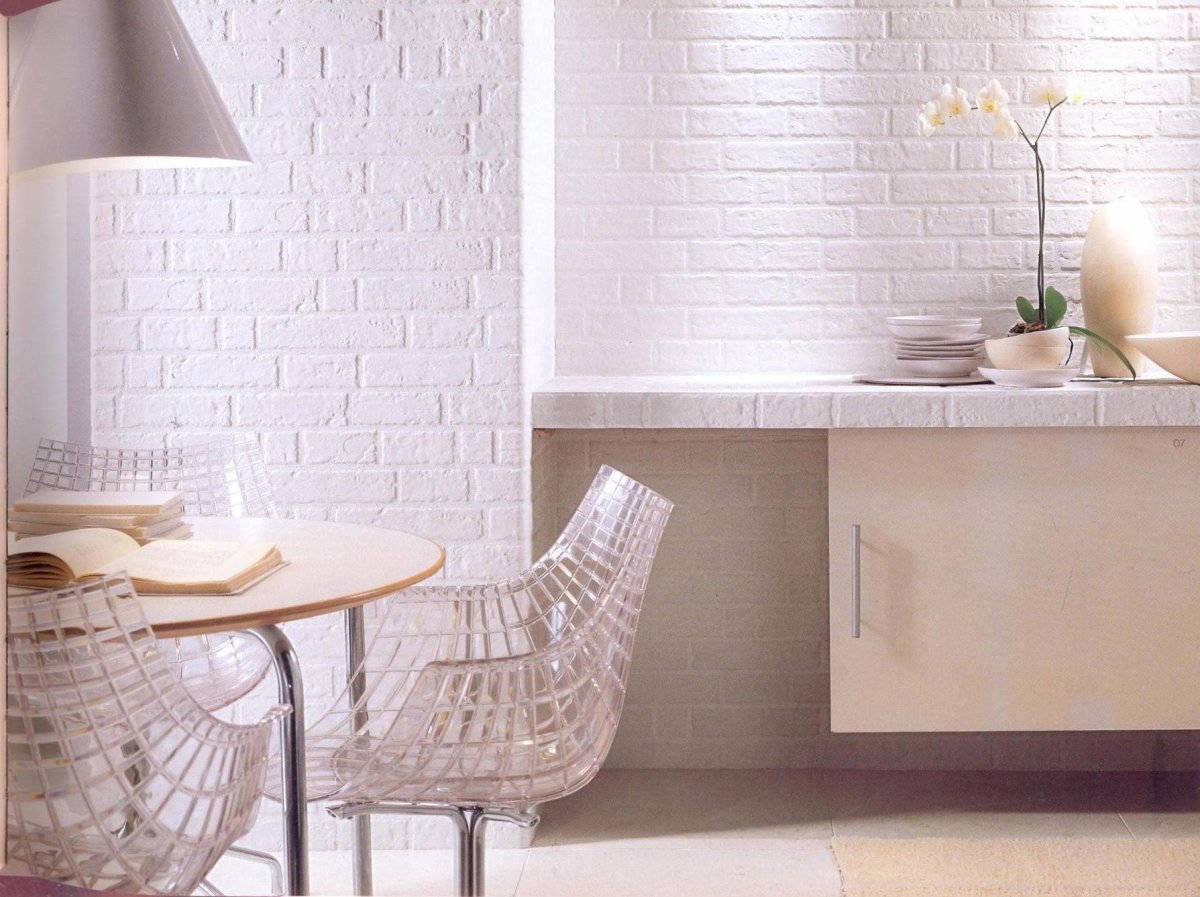 Отделка кухни под кирпич