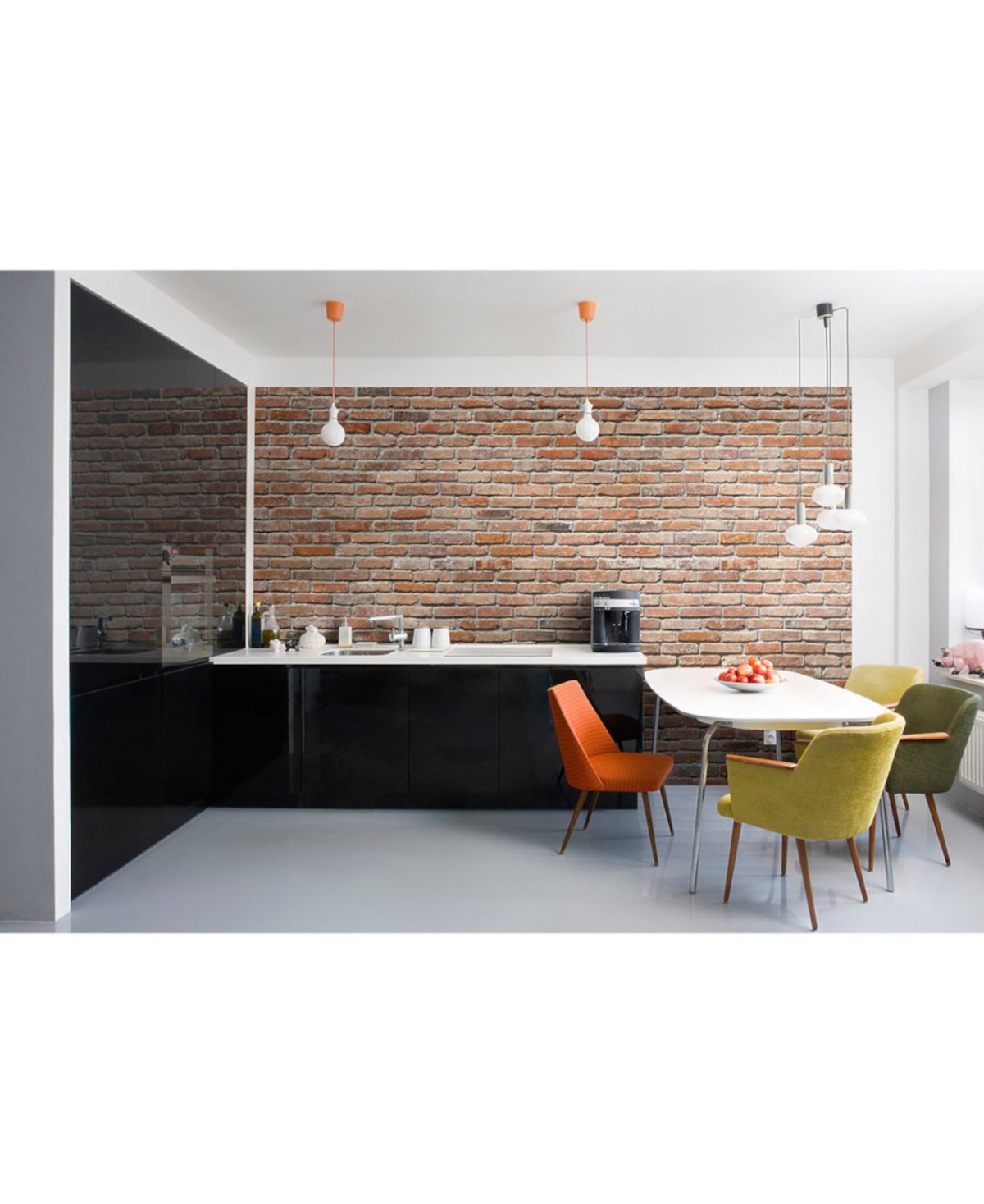 Кирпичный фартук на кухне