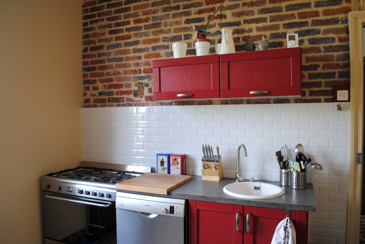 Фартук для кухни кирпичики