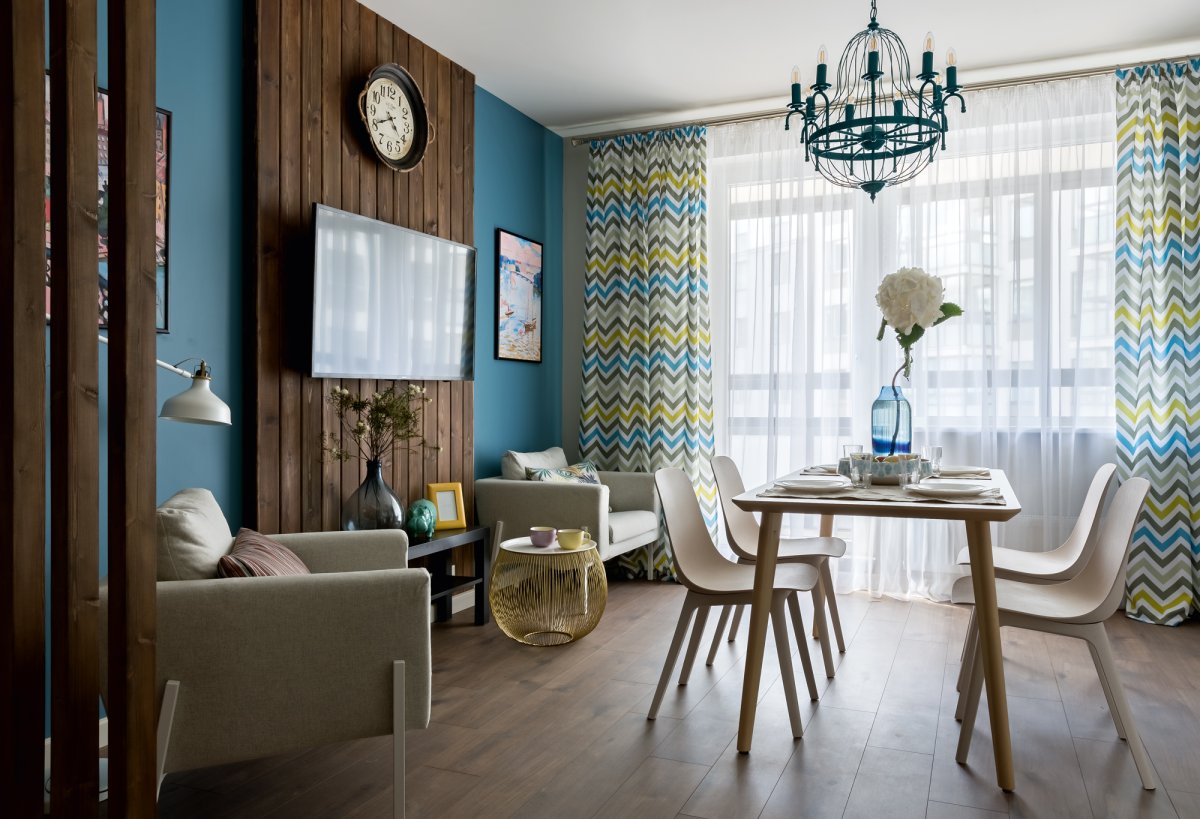 Столовая в голубых тонах