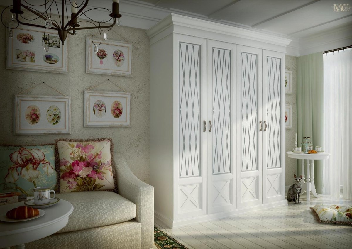 Молдинги в гостиной в стиле Прованс