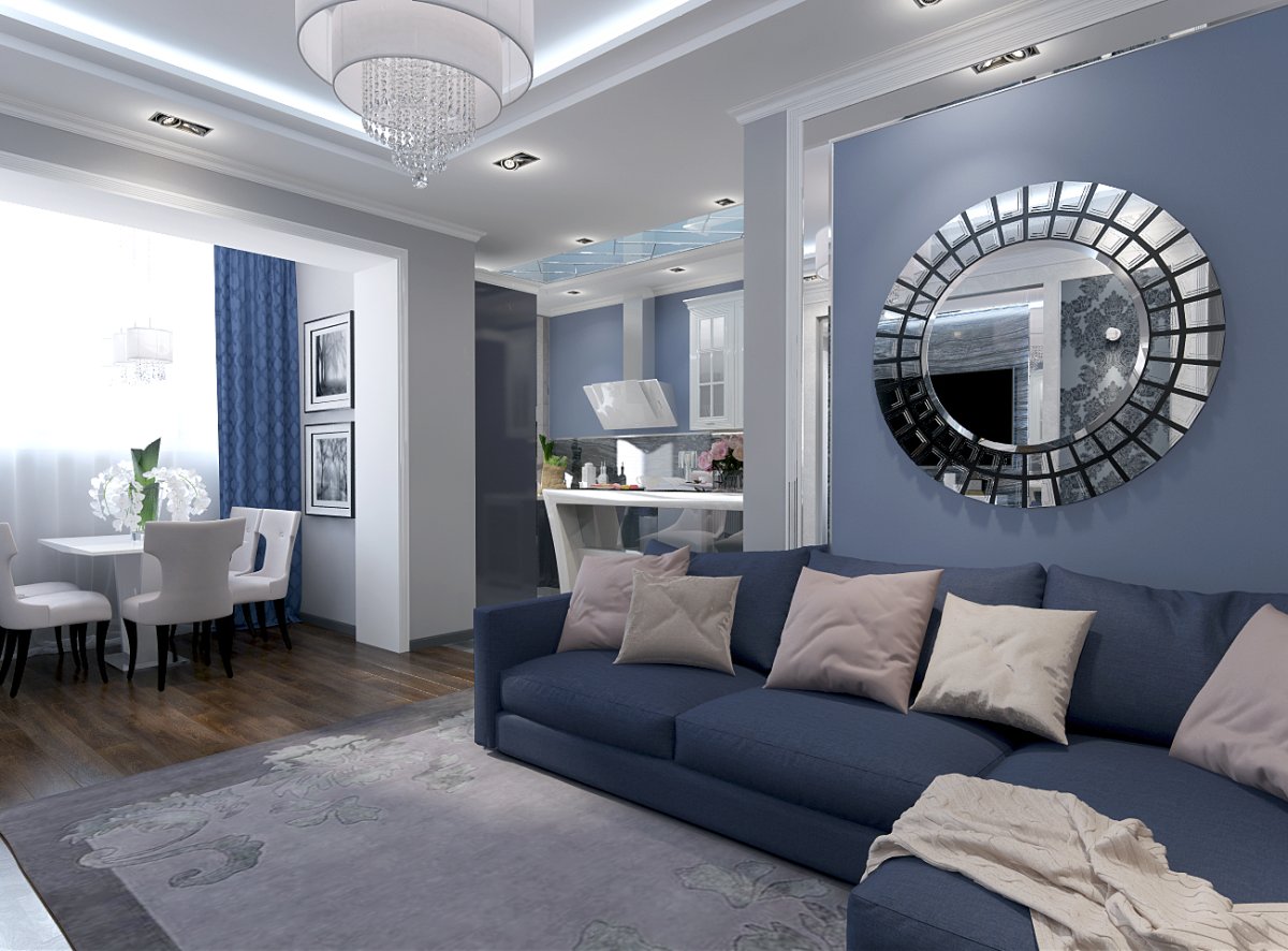 Кухня-гостиная 16 кв м в современном стиле островом