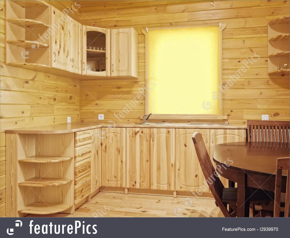 Отделка кухни в деревянном доме панелями