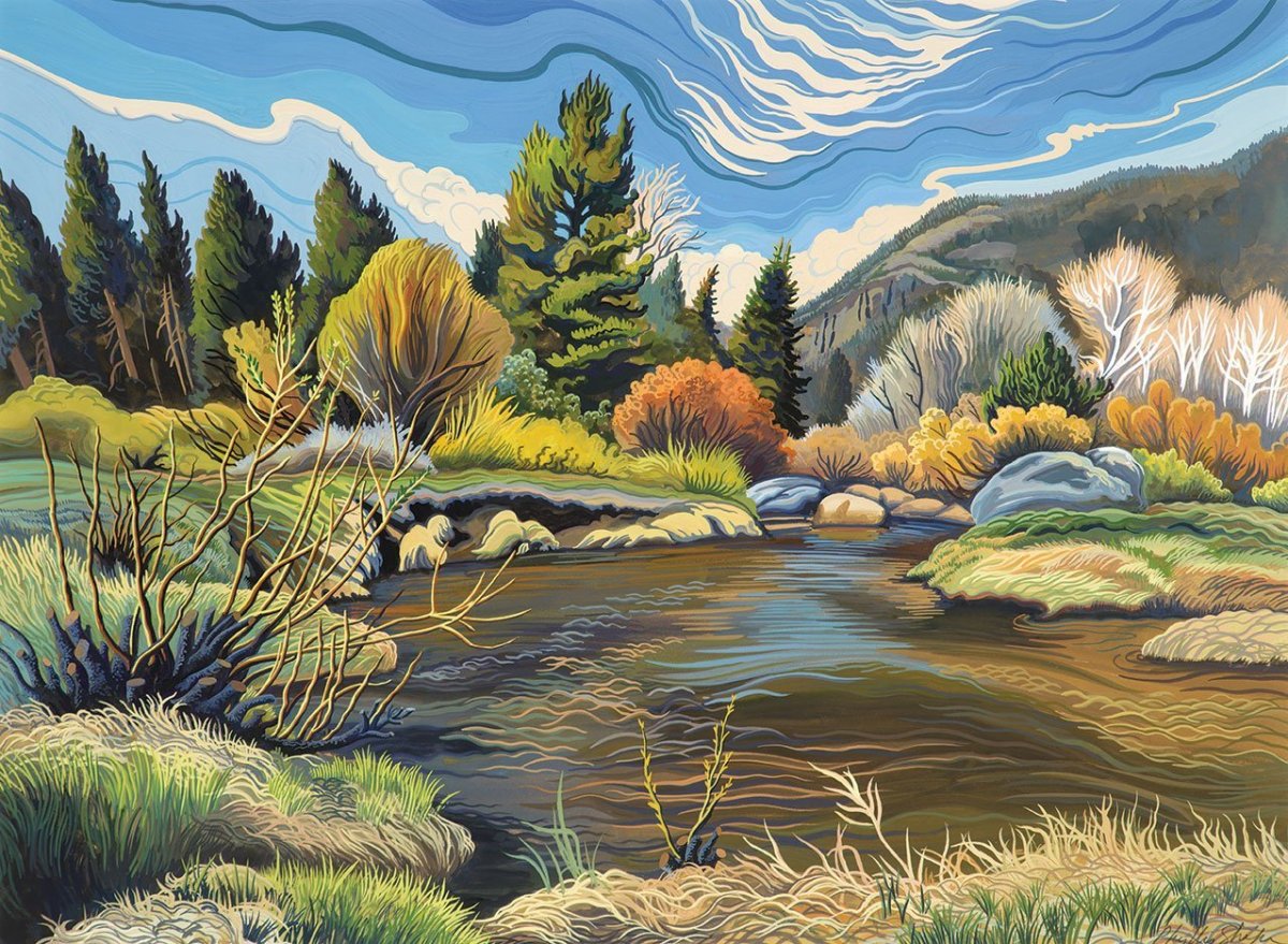 Стилизованный графический пейзаж