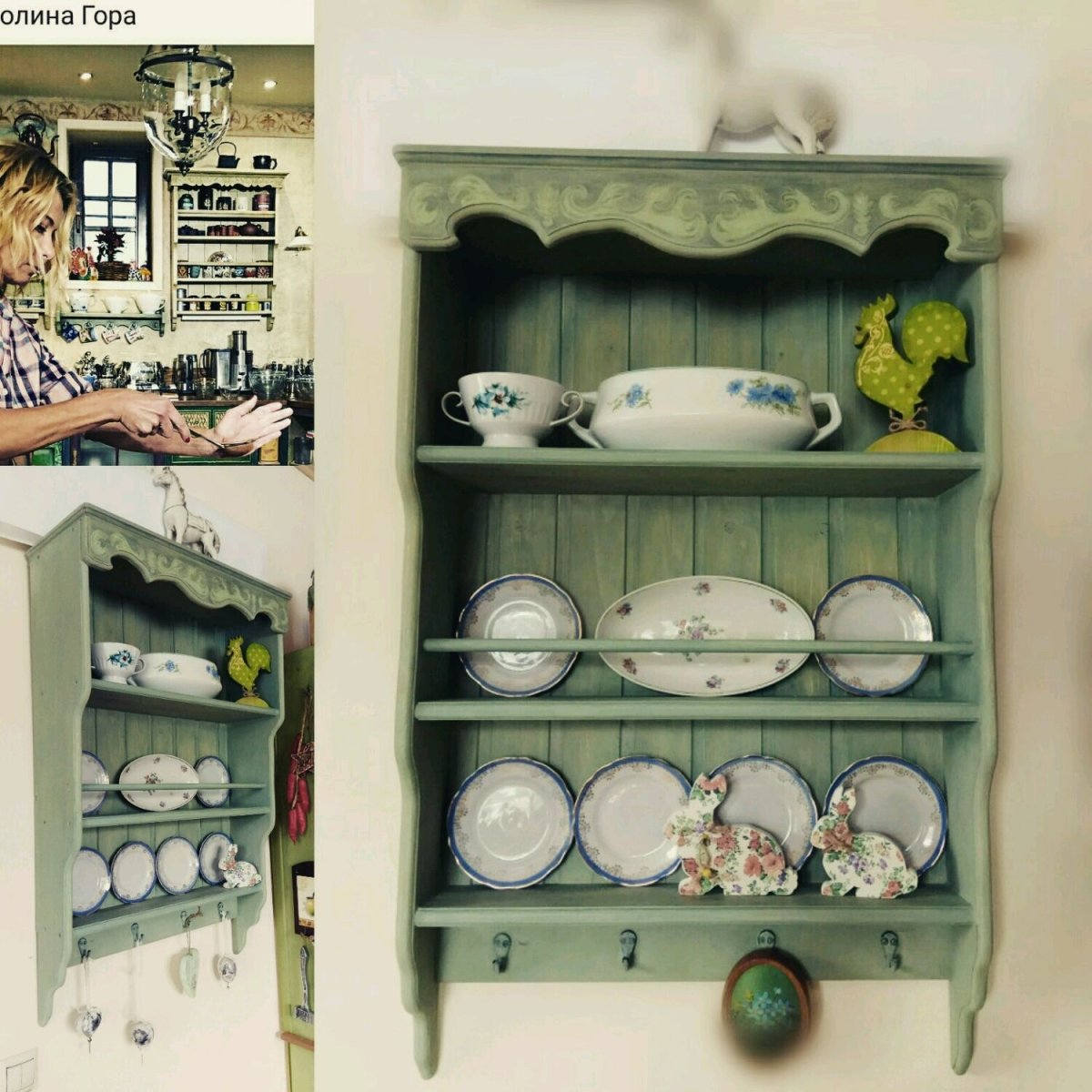 Деревянные полки для посуды