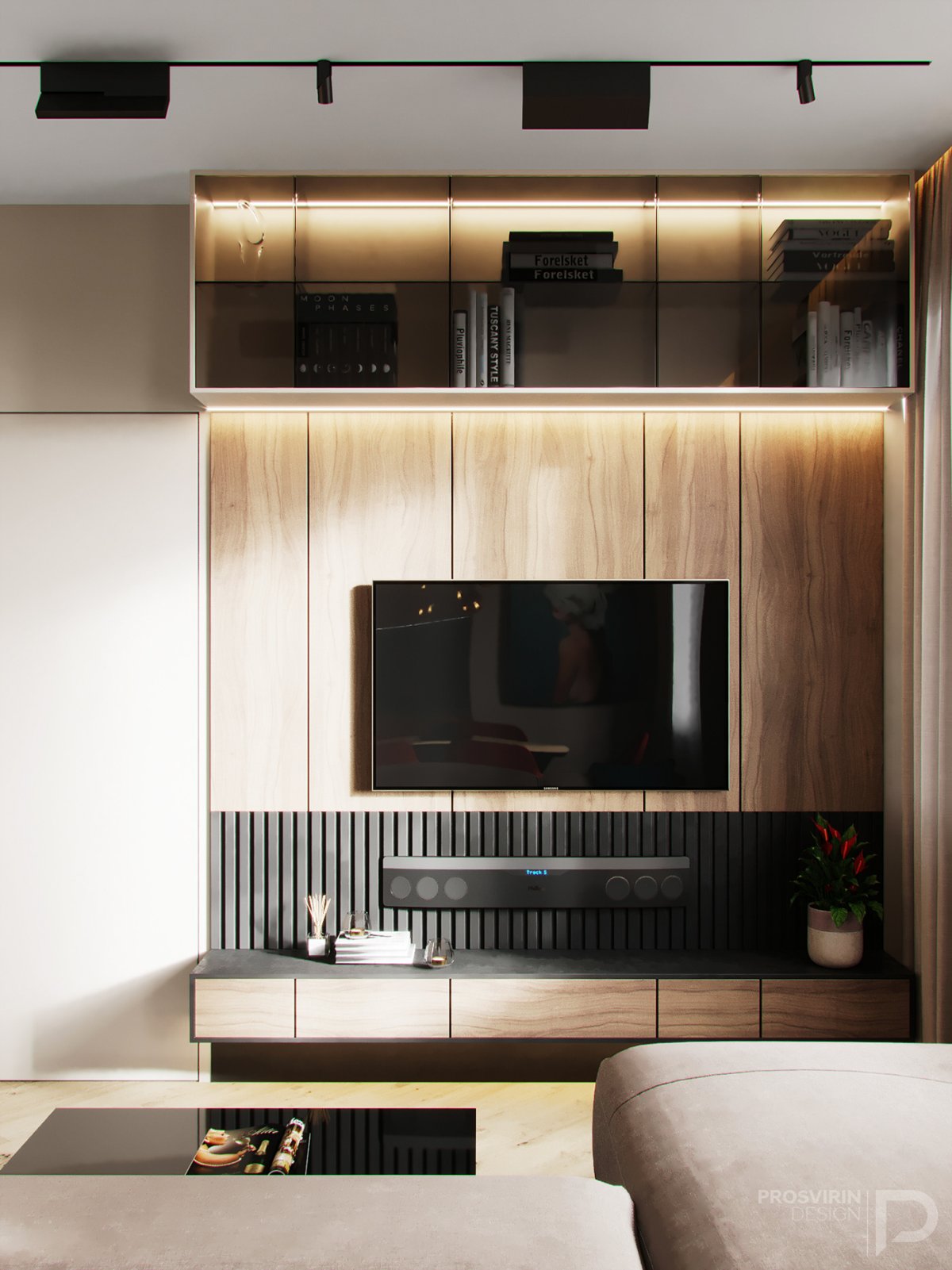 Кухня с телевизором на стене