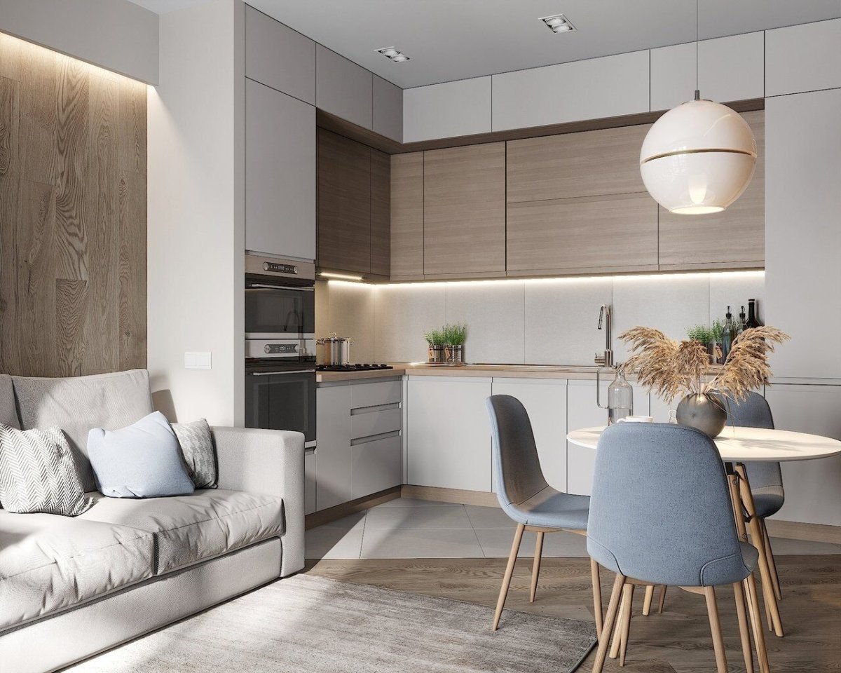 Телевизор в кухне гостиной