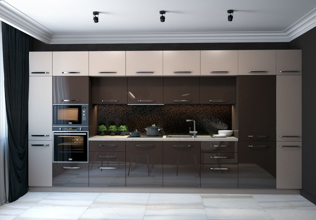Бело коричневая кухня