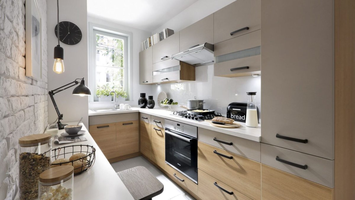 Дизайн кухонных шкафов для маленькой кухни
