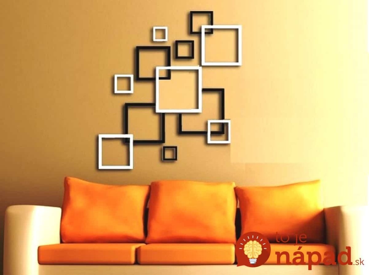 Квадраты на стене в интерьере