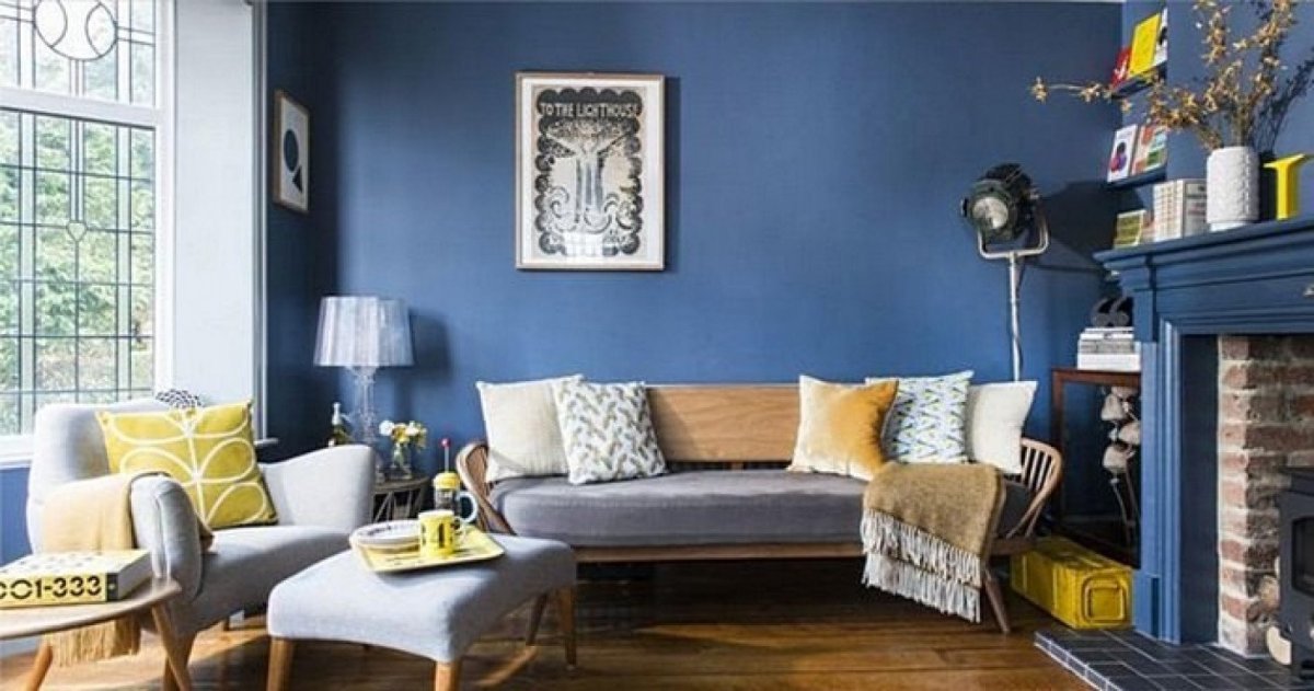 Синий и горчичный в интерьере