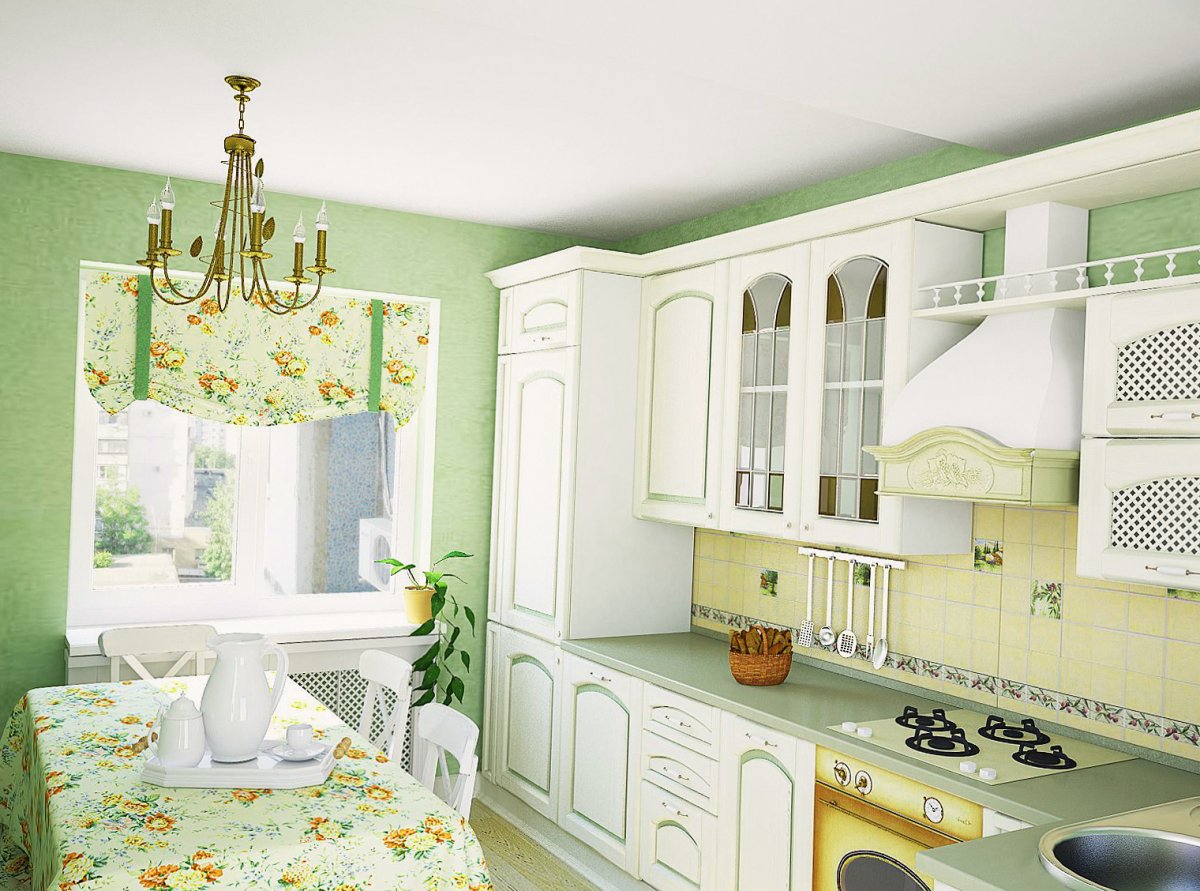 Кухня 10кв.м. с балконом в стиле Прованс