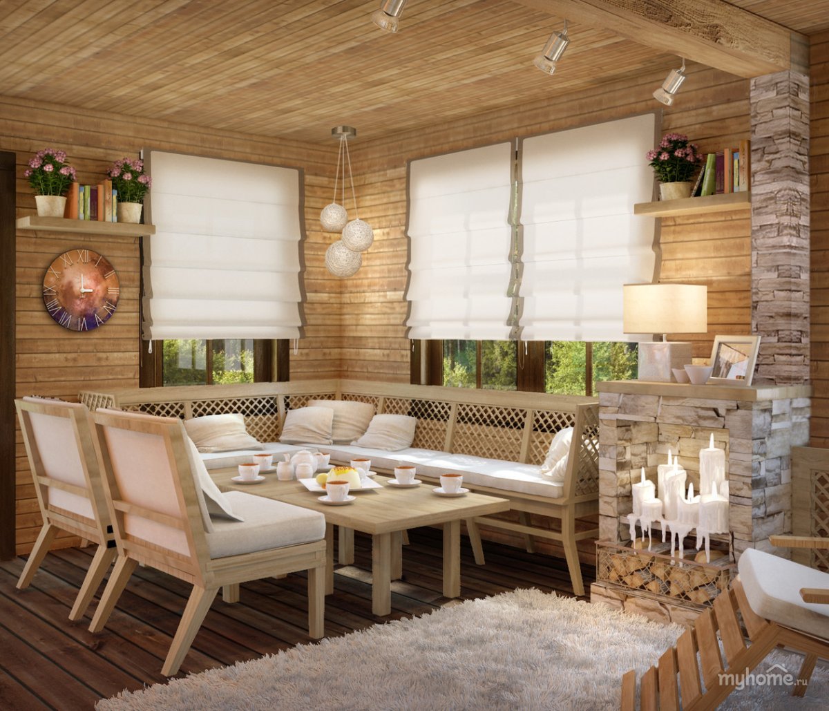 Вагонка в интерьере бани