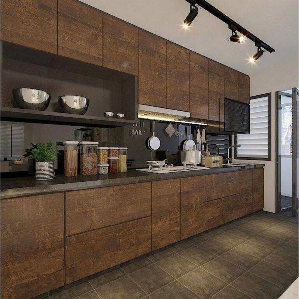 Современная кухня под дерево