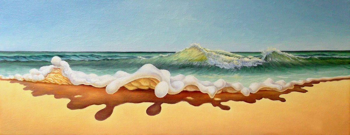 Волны жидким акрилом диптих