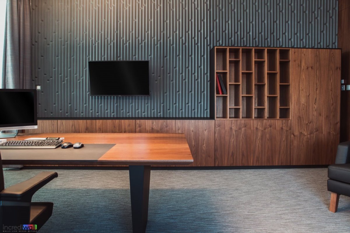 Деревянные стеновые панели в офисе