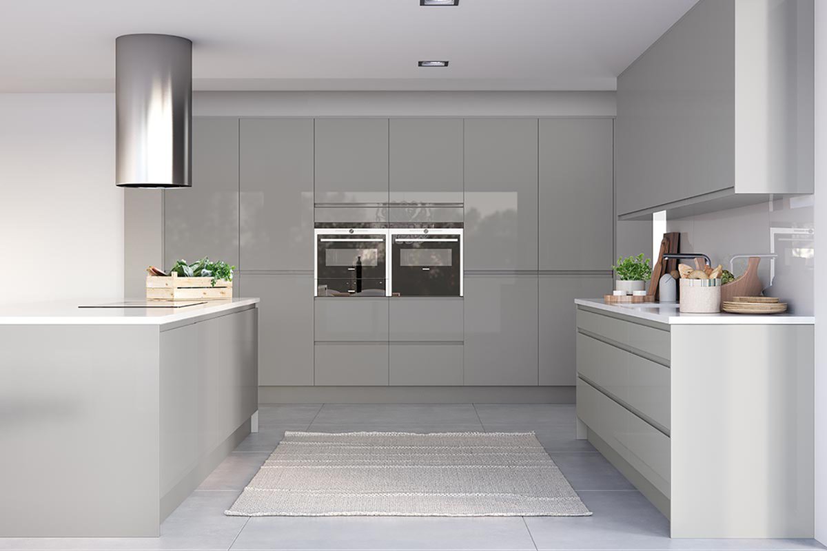 Серая глянцевая кухня