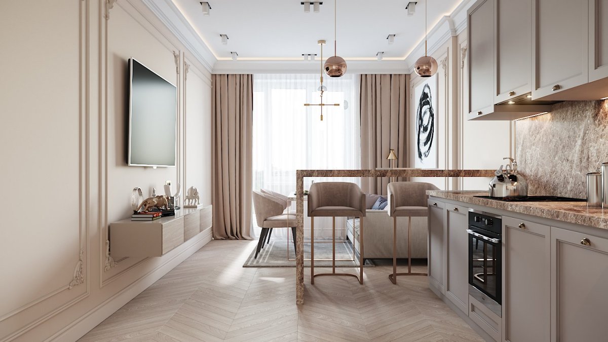 Кухня в нейтральных тонах