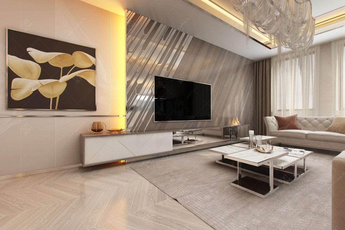 Гостиная в серых тонах интерьер ТВ зона