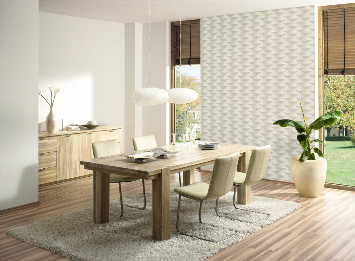 Рогожка на стене в кухне