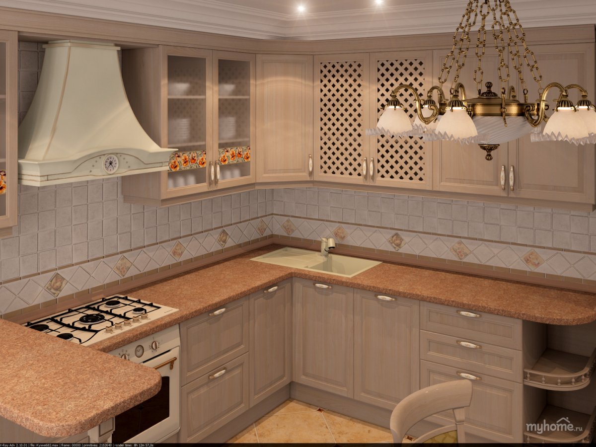 Кухня белая с деревом