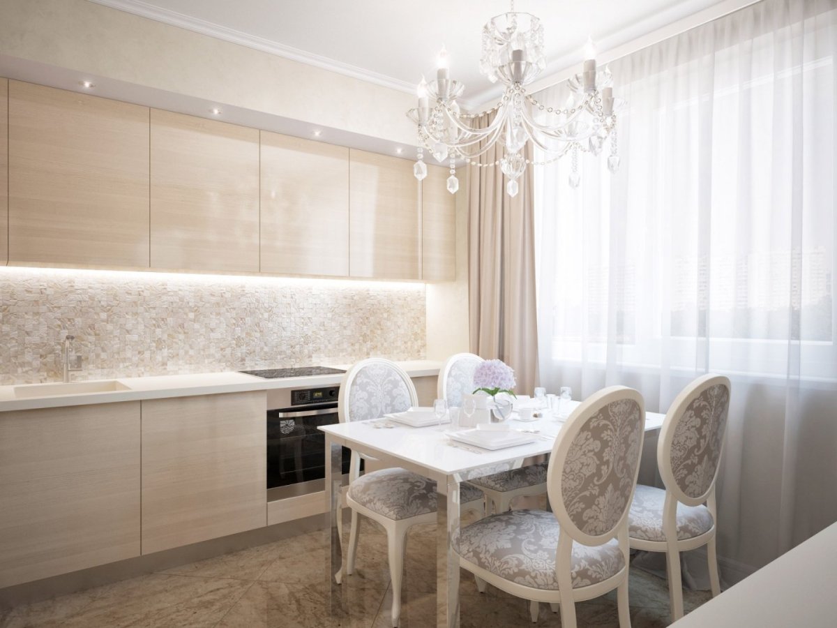 Интерьер кухни в пастельных тонах