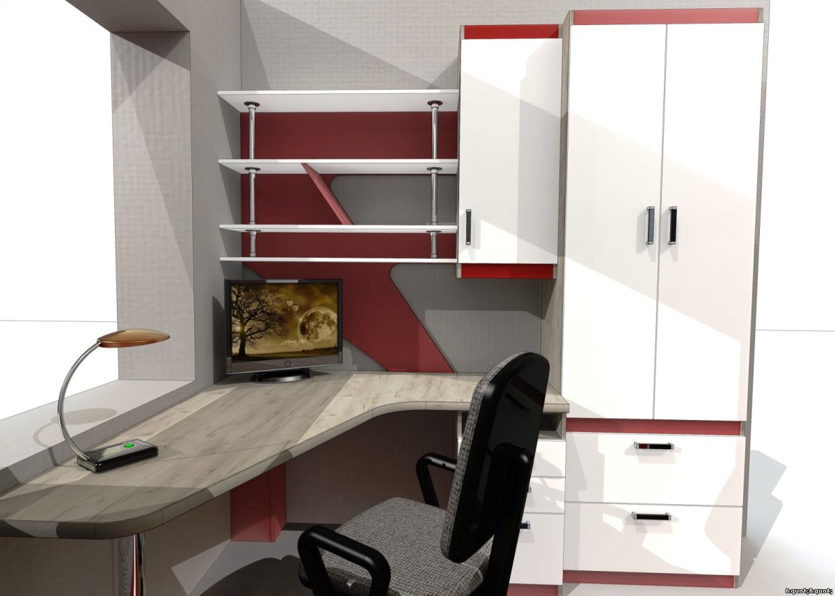 Угловая рабочая зона для школьника