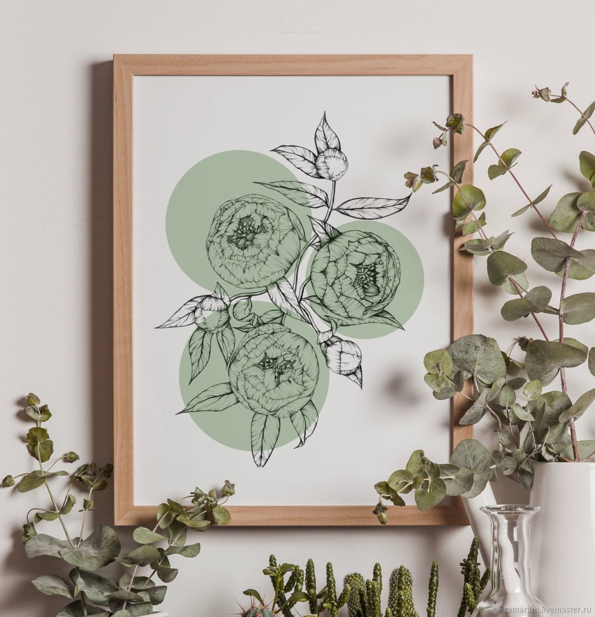 Картины в интерьере гостиной акварель