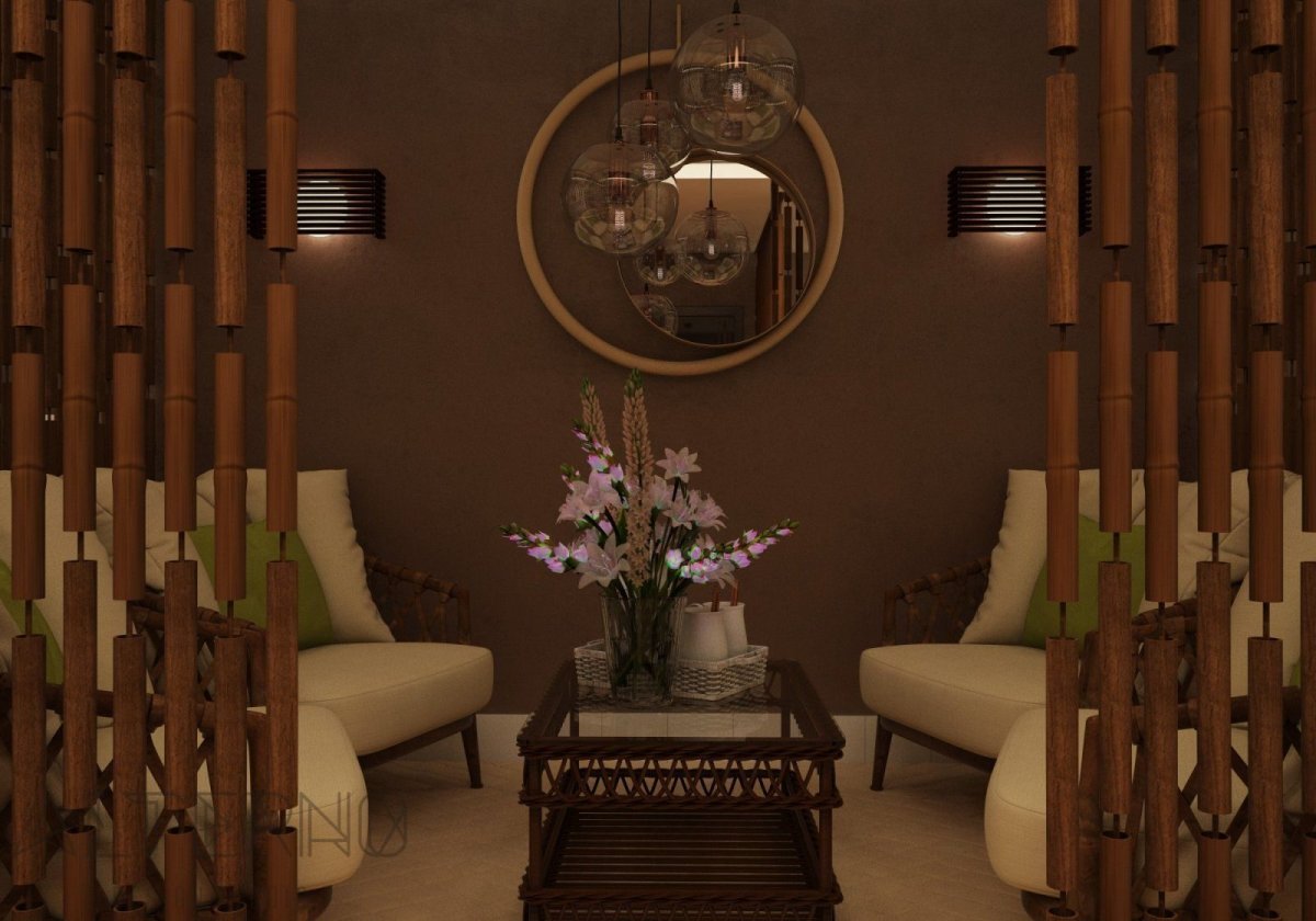 Декоративная перегородка из бамбука