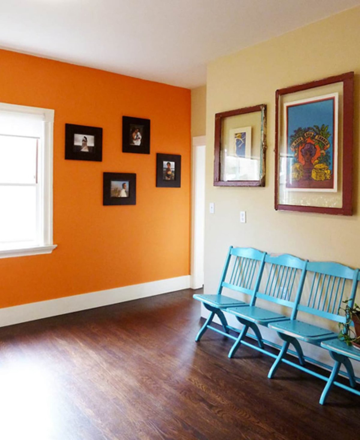 Голубой и оранжевый в интерьере