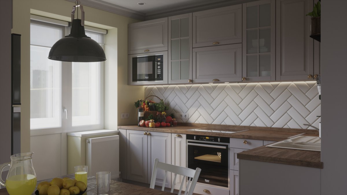 Фартук из вагонки на кухне