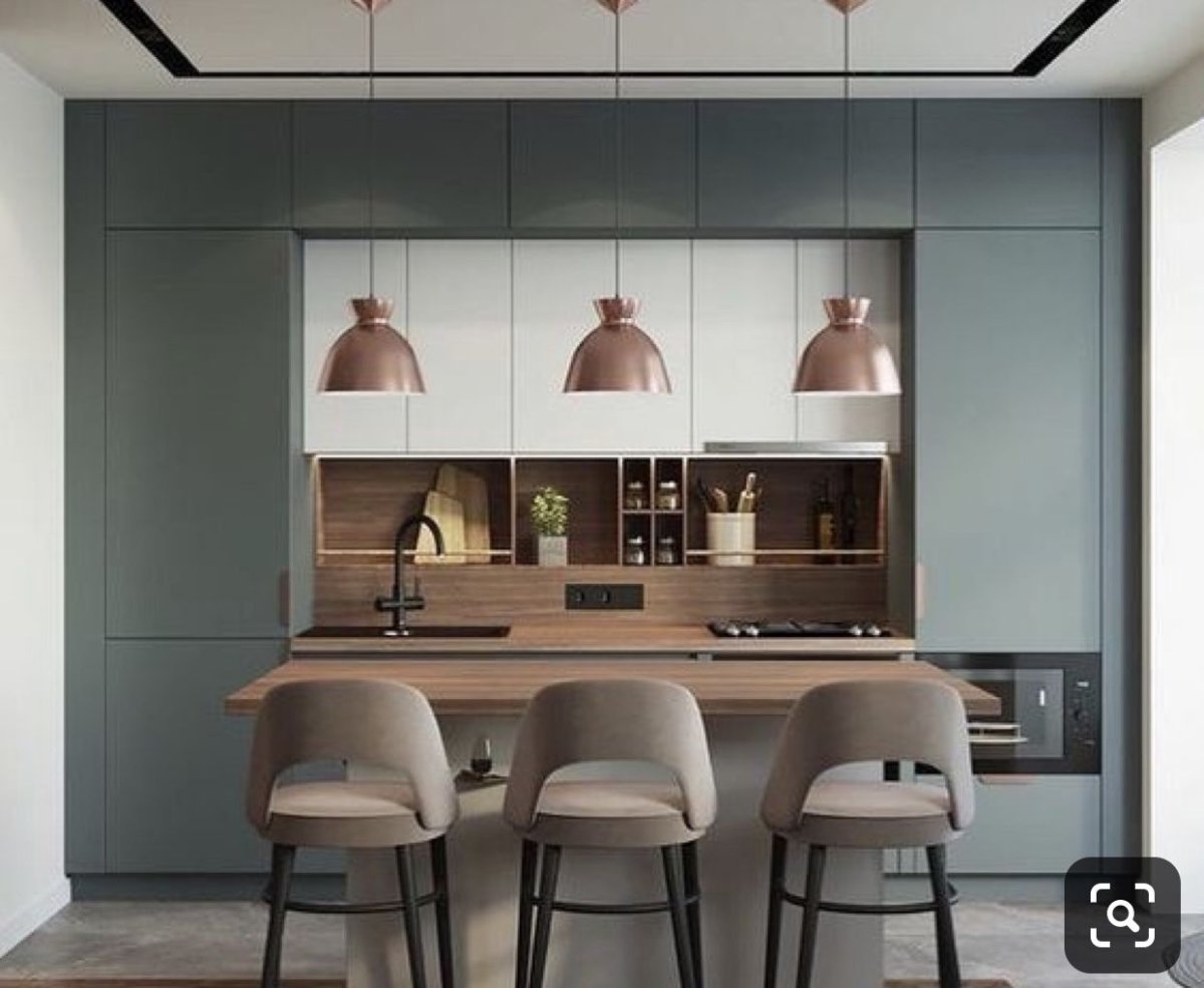 Кухни в современном стиле с антресолями