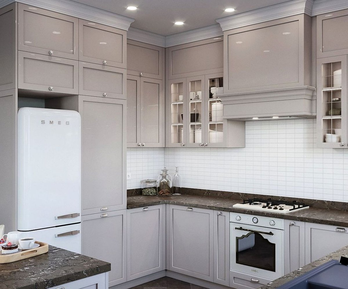 Кухня угловая Неоклассика беж