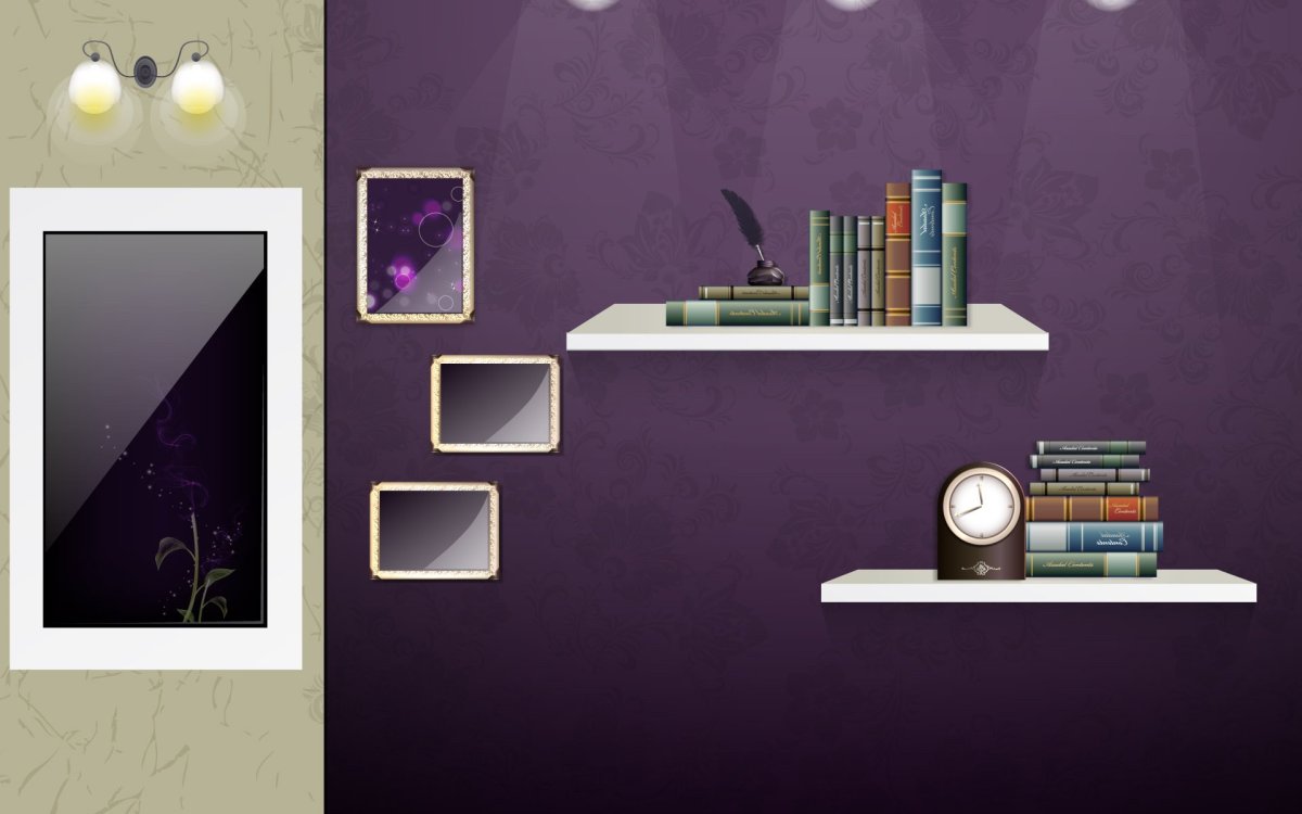 Обои с полочками