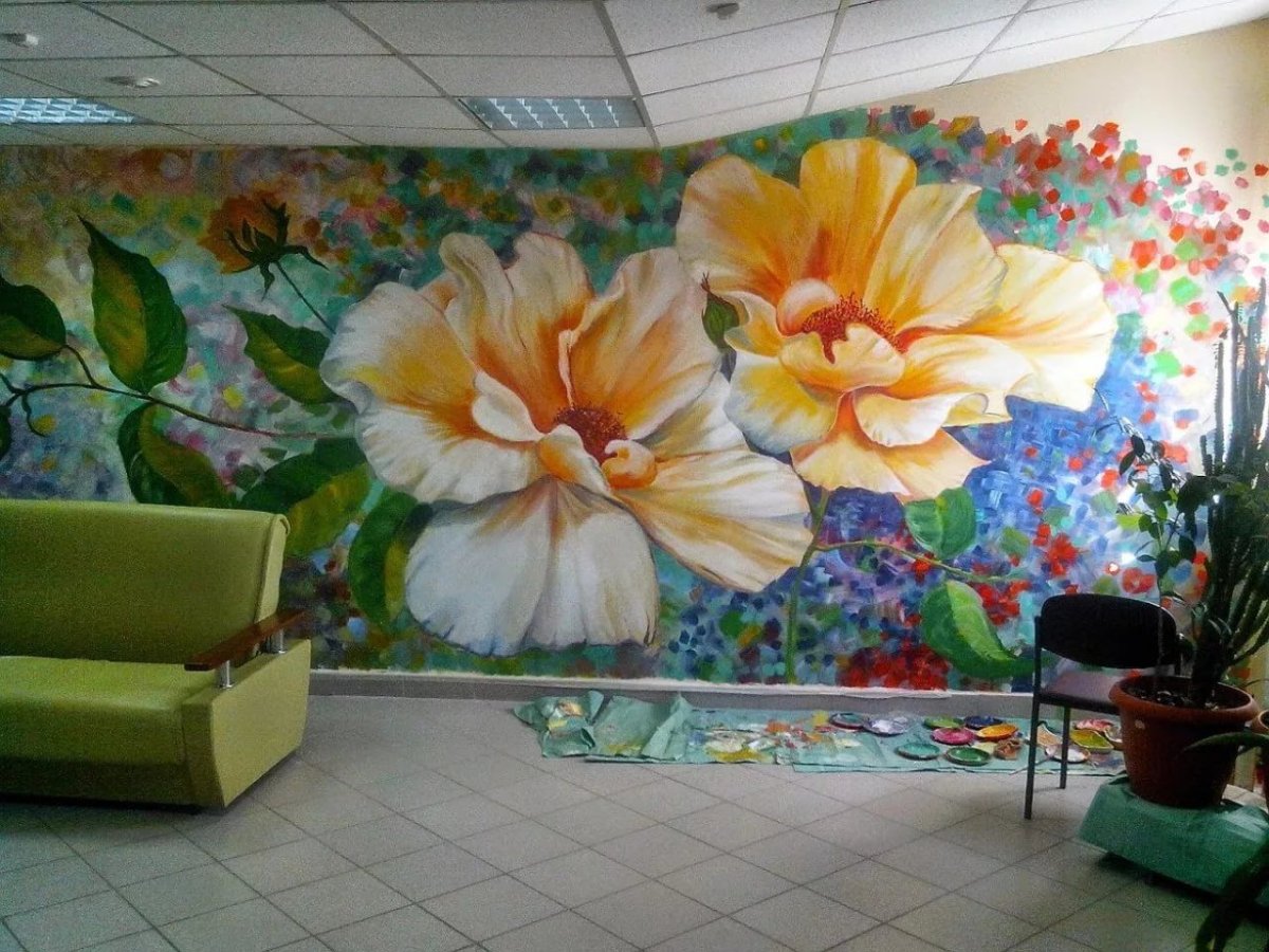 Настенная роспись цветы