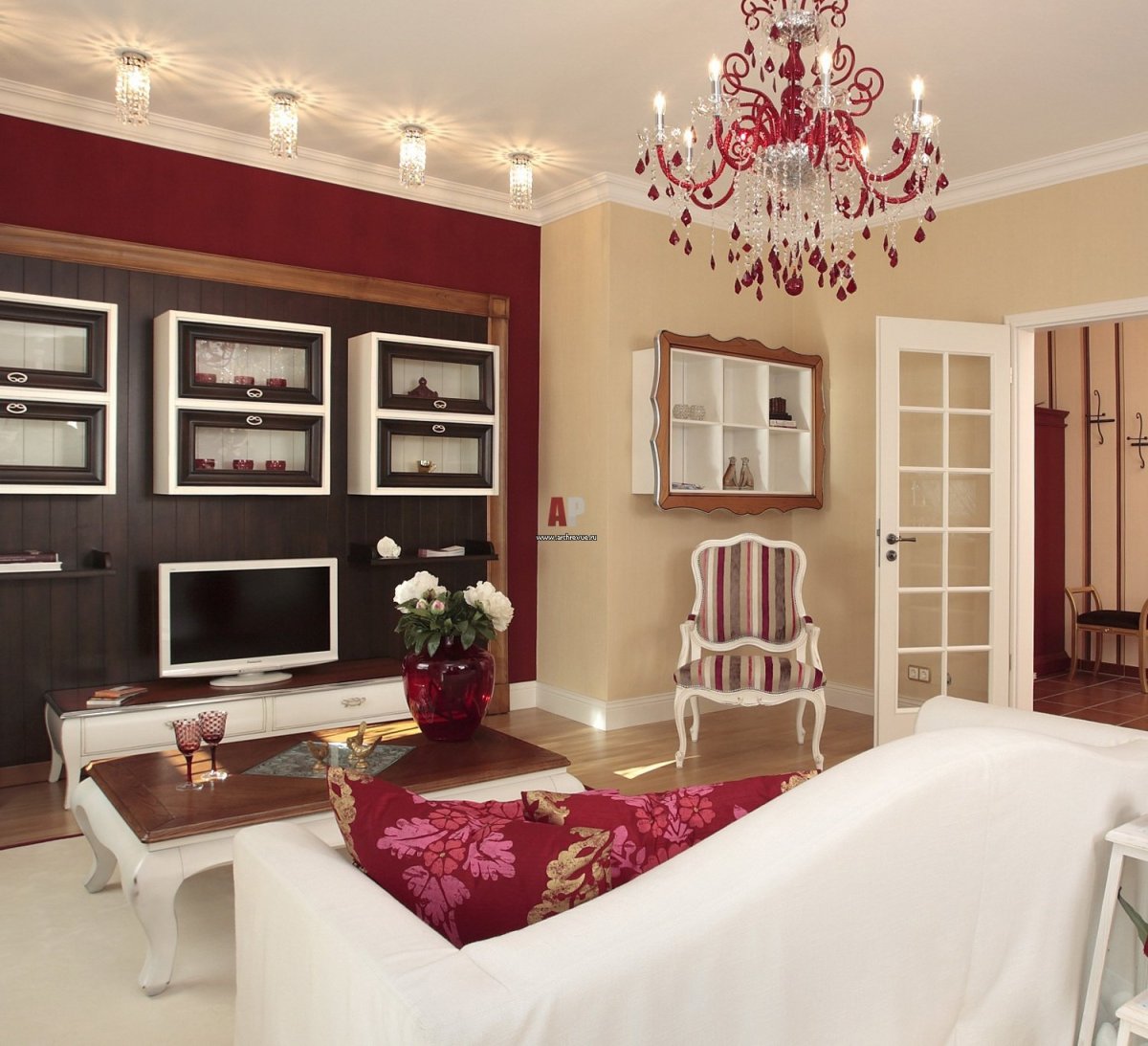 Бордовый цвет стен